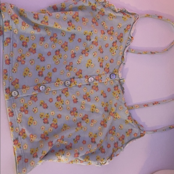 Cute Light Green PacSun Crop Top | Flower Print Look | Spring Tank Top - Picture 1 of 2